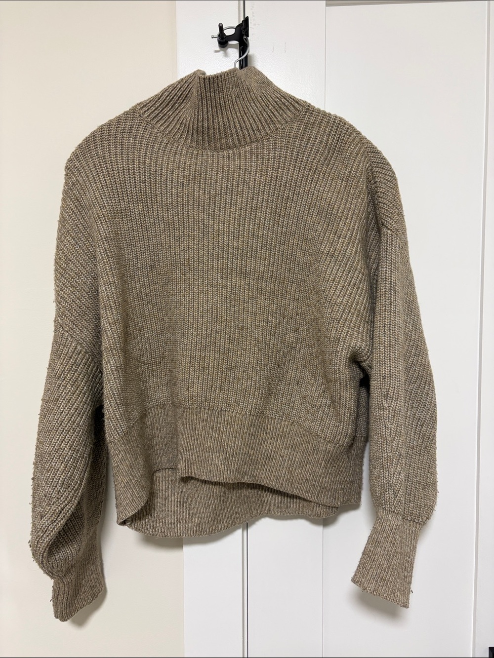 H&M Taupe Cropped Turtleneck Sweater